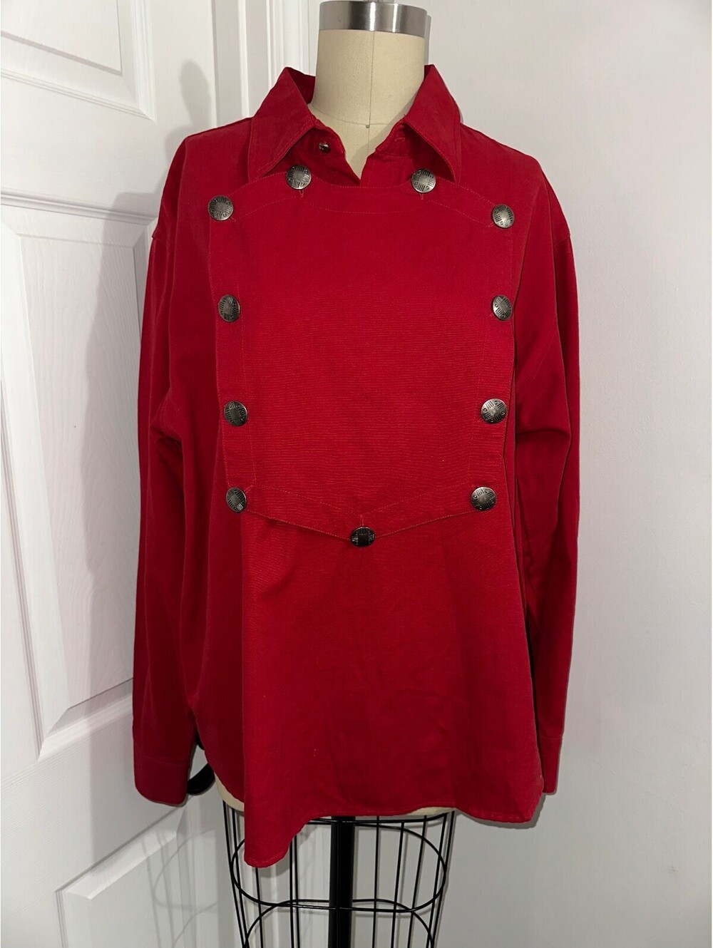 Scully Vintage Red Cotton Bib classic Western Calvary Top L